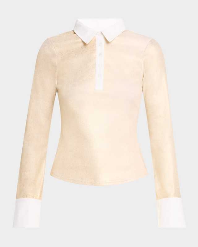 Jaden Foiled Button-Front Top